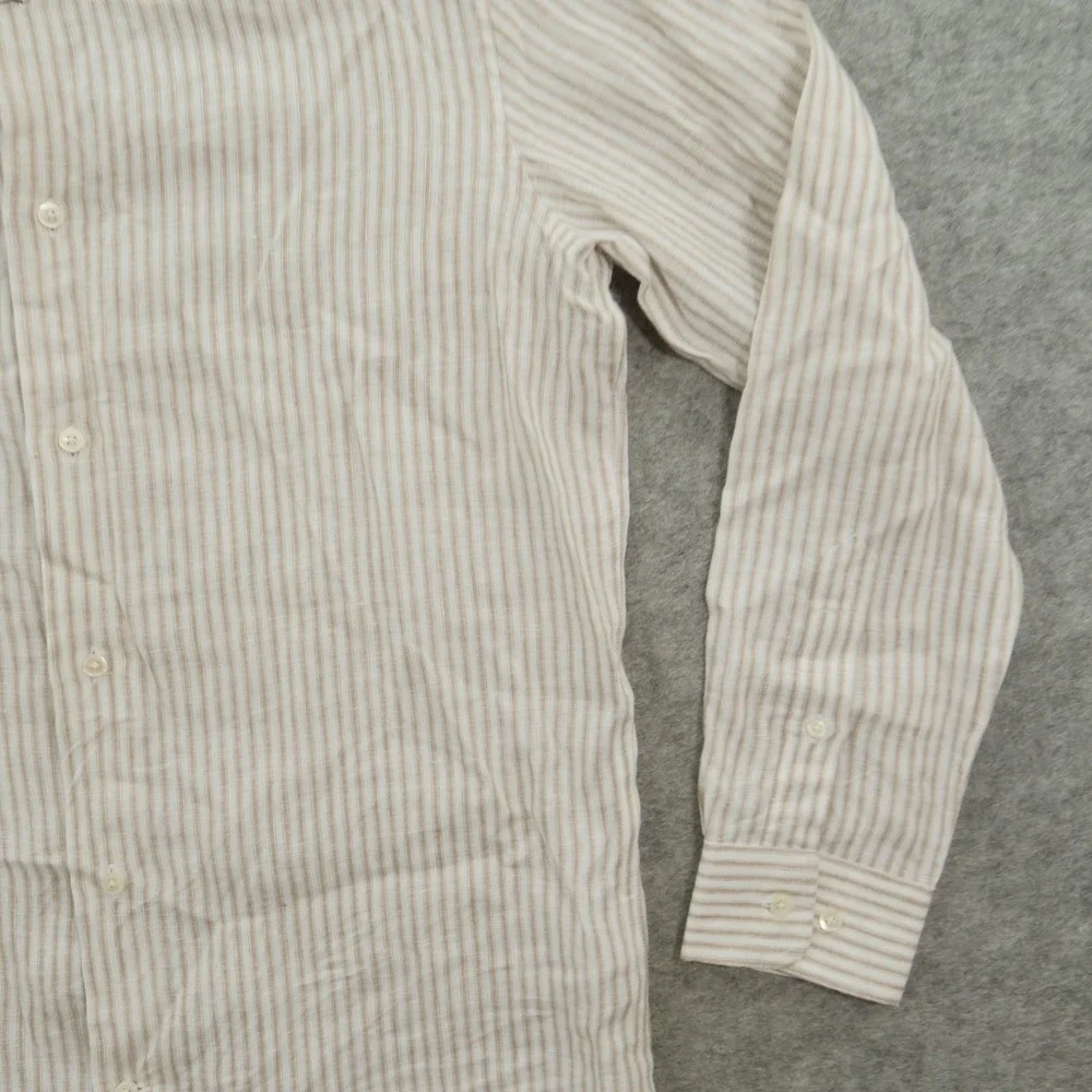Banana Republic Shirt Mens Extra Large Red Button Long Sleeve Linen Sim Fit New